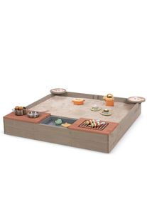 Sandkasten Muddy Buddy "Wild Bear", rosa (warmgrau, puderrosa), Sandk&auml;sten, Kinder, B/H/L: 120cm x 20cm x 120cm, Massivholz, Sandkasten, mit Matschwanne, Grill, Kochfeld, warmgrau/puderrosa, B:120cm H:20cm L:120cm