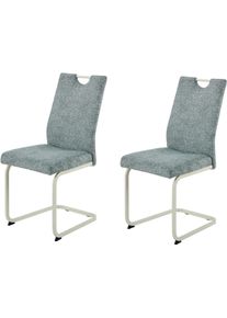 Freischwinger Hela "TIVOLI", grau (mint, perlwei&szlig;, perlwei&szlig;, mint), B:43,5cm H:97cm T:60,5cm, Metall, Polyester, Stoff, St&uuml;hle, Freischwinger, Freischwinger, Gestell Perlwei&szlig;, mit Griff, 140kg belastbar