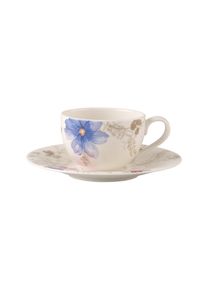 Villeroy & Boch Tasse VILLEROY & BOCH "Kaffeetasse mit Untertasse Mariefleur Gris Basic 150 ml bunt", bunt, 1 tlg., Porzellan, Trinkgef&auml;&szlig;e, Tasse