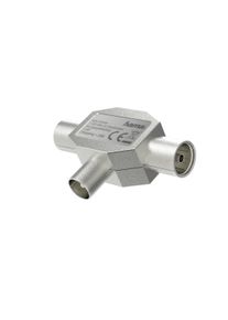 Hama Verteiler "Antennenverteiler, Koax Stecker, 2 Koax Kupplungen, Metall", silber (silberfarben), B:7,5cm H:2,5cm L:7,5cm, Verteiler, Verteiler