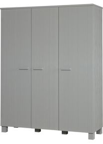 Kleiderschrank Woood "Dennis mit geb&uuml;rsteter Oberfl&auml;che (3-t&uuml;rig)", betongrau, B:158cm H:202cm T:55cm, FSC-zertifizierter Holzwerkstoff, Schr&auml;nke, Kleiderschrank, FSC Massivkiefer, geb&uuml;rstet, Hang- und Legbereich