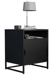 Nachttisch Vcm "Metall Nachttisch Beistelltisch Dreht&uuml;r Flokas L", schwarz, B:45cm T:40cm, Sideboards, Nachttisch