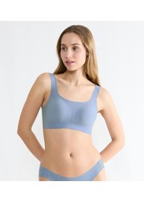 Bustier Sloggi "ZERO Feel 2.0", Damen, Gr. L, N-Gr, blau (chambray), Single Jersey, Obermaterial: 76% Polyamid, 24% Elasthan, BHs Bustier, mit herausnehmbaren Pads, leichter Halt, Mikrofaser