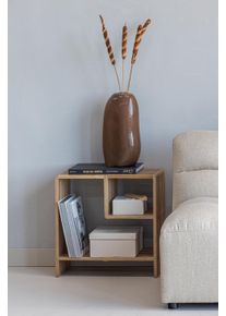 Beistelltisch Woood "Jasmijn aus recyceltem Teakholz mit zus&auml;tzlichem Fach 55x30x55 cm", natur, B:55cm H:55cm T:30cm, Tische, Beistelltisch, Organische Formgebung, zus&auml;tzliches Fach, vormontiert geliefert