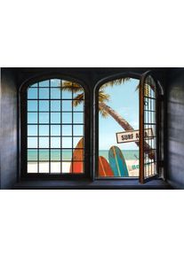 Wandsticker queence "Surf", bunt, B:60cm H:40cm, Vinyl, Wandtattoos, Wandsticker, Wandsticker, Wandbild, selbstklebend, 3D, Fenster
