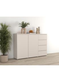 Highboard OTTO HOME "Modo, Breite 150 cm, moderne grifflose Kommode 2T&uuml;ren/4 SK", kaschmire, kaschmire, B:150cm H:100cm T:34,5cm, Melamin, Metall, Sideboards, Highboard, Schubladenkommode mit viel Stauraum, Einlegeb&ouml;den verstellbar