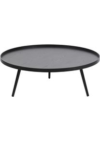 Beistelltisch Woood "Mesa mit MDF-Tischblatt und Kiefernholzbeinen &Oslash; 100 x H 36 cm", schwarz, B:100cm H:36cm T:100cm, Tische, Beistelltisch, Runde Form mit Randerh&ouml;hung, konische Kiefernholzbeine, Tragkraft 15kg