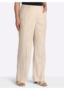 Leinenhose sheego, Damen, Gr. 58, Normalgr&ouml;&szlig;en, champagner, goldfarben, 65% Viskose, 25% Leinen, 7% Polyester, 3% metallisierte Fasern, unifarben, Hosen Leinenhose