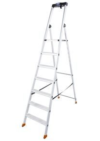 Stehleiter Krause "Solido", silber (silberfarben), B:53cm H:230cm, Aluminium, Leitern, Stehleiter