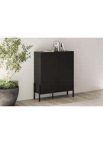 Kommode OTTO HOME "Jukon, Breite 110 cm, moderne grifflose Hochschrank, 2T&uuml;ren", schwarz, B:110cm H:135cm T:40cm, Sideboards, Kommode, Highboard mit viel Stauraum, push-to-open-Funktion