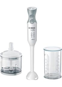 Bosch Stabmixer "ErgoMixx MSM66020, inkl. Zerkleinerer & Becher, 4 Klingen, 12 Stufen", wei&szlig; (wei&szlig;, window grau), B:5,5cm H:39,5cm T:6,2cm, Mixer, ergonomisches Design, made in Europe, wei&szlig;/grau, Stabmixer