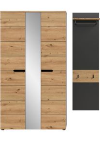 Garderoben-Set Home Affaire "REHAT, TOPSELLER, 2-teilig, Breite 165 cm, individuell stellbar", basalt grau, artisan eiche nachbildung, B:165cm H:190cm T:37cm, Holzwerkstoff, Kastenm&ouml;bel-Sets, Garderoben-Set, Garderobenkombination, Kombination, Set, Flurgarderobe, Diele