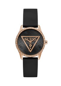 Quarzuhr Guess "ROXY", schwarz, Armbanduhren, Damen, Quarzuhr, Armbanduhr, Damenuhr, Silikonarmband, Kristallglas