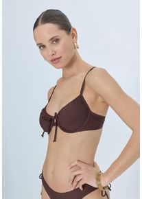 B&uuml;gel-Bikini-Top LSCN BY LASCANA "Gina", Damen, Gr. 48, Cup E, braun, Recycling-Polyamid, unifarben, Bikini-Oberteile B&uuml;gel-Bikini-Top, in trendigen Farben