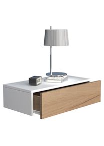 Nachttisch Vcm "Holz Wandschublade Wand H&auml;nge Nachttisch Usal M60", braun (wei&szlig;, honig, eiche), B:60cm T:30cm, Sideboards, Nachttisch