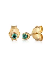 Paar Ohrstecker Elli Premium "Ohrringe Ohrstecker Smaragd Synthetisch Gr&uuml;n 375 Gelbgold", gr&uuml;n, Ohrringe, Damen, mit Stein, Gelbgold 375, Paar Ohrstecker