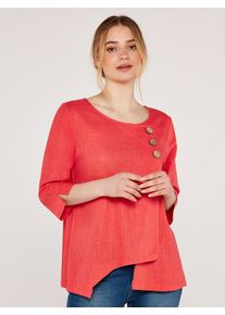 Klassische Bluse Apricot "Bluse", Damen, Gr. XS (34), rot (koralle), Obermaterial: 70% Viskose CV. 30% Leinen LI., unifarben, Blusen Klassische Bluse, mit drei Kn&ouml;pfen