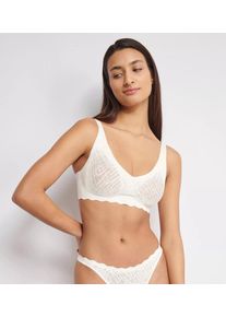 B&uuml;gelloser BH Sloggi "ZERO Feel Bliss", Damen, Gr. S, N-Gr, wei&szlig; (silk wei&szlig;), Spitze, Obermaterial: 76% Polyamid, 24% Elasthan, Jacquardmuster, unifarben, BHs B&uuml;gelloser BH, herausnehmbare atmungsaktive Pads, fester Halt, verstellbare Tr&auml;ger
