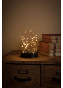 LED Dekolicht Konstsmide, transparent, B:11,5cm H:17,5cm L:11,5cm T:11,5cm &Oslash;:11,5cm, Leuchten, LED Dekolicht, LED Dekoglaskuppel mit silberfb. Draht, 30 bernsteinfarbene Dioden