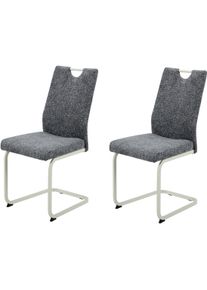 Freischwinger Hela "TIVOLI", grau (dunkelgrau, perlwei&szlig;, perlwei&szlig;, dunkelgrau), B:43,5cm H:97cm T:60,5cm, Metall, Polyester, Stoff, St&uuml;hle, Freischwinger, Freischwinger, Gestell Perlwei&szlig;, mit Griff, 140kg belastbar