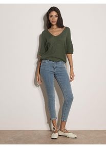 Strickpullover Apricot "Pullover", Damen, Gr. L (40), gr&uuml;n (khaki), Strick, Obermaterial: 88% Polyacryl PAN. 12% Nylon NY., uni, U-Boot-Ausschnitt, Gerippt, Pullover Strickpullover, mit Asymmetrie
