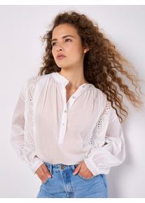 Spitzenbluse Apricot "Bluse", Damen, Gr. S (36), wei&szlig;, Obermaterial: 100% Baumwolle CO., unifarben, Blusen Spitzenbluse, mit Stehkragen