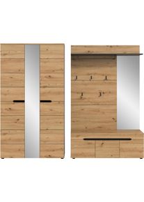 Garderoben-Set Home Affaire "REHAT, TOPSELLER, 3-teilig, Breite 240 cm, individuell stellbar", basalt grau, artisan eiche nachbildung, B:240cm H:190cm T:37cm, Holzwerkstoff, Kastenm&ouml;bel-Sets, Garderoben-Set, Garderobenkombination, Kombination, Set, Flurgarderobe, Diele