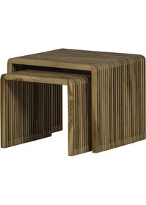 Beistelltisch Woood "Jasmijn aus recyceltem Teakholz als 2er-Set B 50 x T 45 x H 41 cm", braun, B:45cm H:50cm T:40cm, Tische, Beistelltisch, 2er-Set, pflegeleichte Oberfl&auml;che, ausschlie&szlig;lich Innenbereich