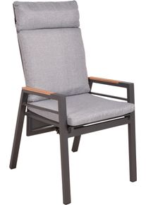 Hochlehner Garden Pleasure "MATERA", grau (anthrazit, anthrazit, grau), B:56,5cm H:110cm T:65cm, Aluminium, Kunststoff, Polyester, St&uuml;hle, Hochlehner, R&uuml;ckenlehne verstellbar