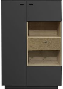 M&auml;usbacher Highboard M&Auml;USBACHER, schwarz (anthrazit matt lack nb, eiche massiv geschruppt), B:103cm H:151cm T:45cm, Holzwerkstoff, Sideboards, Highboard, B/H/T: 103x151x45, inkl. Beleuchtung