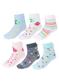 Kurzsocken TUPTAM "Socken Kinder Socken M&auml;dchen Jungen Bunt Gemustert 6er Pack", M&auml;dchen, Gr. 31, blau (m&auml;dchen 8), Obermaterial: 76% Baumwolle CO. 22% Polyamid PA. 2% Elasthan EL., Socken Kurzsocken