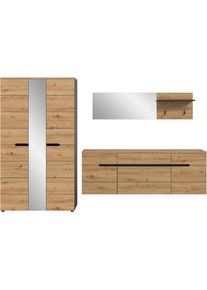 Garderoben-Set Home Affaire "REHAT, TOPSELLER, 3-teilig, Breite 296 cm, individuell stellbar", braun (basalt grau, artisan eiche nachbildung), B:296cm H:190cm T:37cm, Holzwerkstoff, Kastenm&ouml;bel-Sets, Garderoben-Set, Garderobenkombination, Kombination, Set, Flurgarderobe, Diele