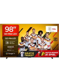 TCL Mini-LED-Fernseher "98Q6CX7", Energieeffizienz: E, schwarz, 98, Fernseher, 4K Multi-HDR Dolby Vision, 144Hz, ONKYO Dolby Atmos, Apple Airplay 2, Mini-LED-Fernseher