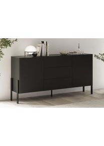 Sideboard OTTO HOME "Jukon, Breite 150 bzw.180 cm, moderne grifflose Kommode", schwarz, B:180cm H:90cm T:40cm, Sideboards, Sideboard, Schubladenschrank 2 T&uuml;ren/3 Schubk&auml;sten, push-to-open-Funktion