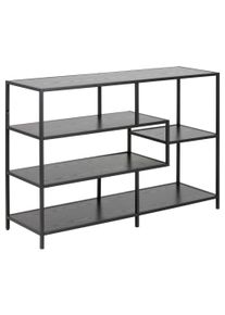 B&uuml;cherregal ACTONA GROUP "Seaford - Mehrzweckregal & Raumteiler, modern, Metall", schwarz, B:114cm H:78cm T:35cm, Stahl, Regale, B&uuml;cherregal, Asymmetrisch, stabil & viel Stauraum, zeitloses Design, 6 Regalb&ouml;den