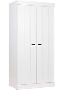 Kleiderschrank Woood "Connect mit Streifen-T&uuml;ren mit Schlitzen (3-t&uuml;rig)", wei&szlig;, B:94cm H:195cm T:53cm, FSC-zertifizierter Holzwerkstoff, Schr&auml;nke, Kleiderschrank, FSC Massivkiefer, Melamin-Innenraum