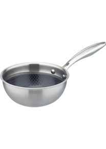 Sauteuse GSW "Inoxxa Black", silber (silberfarben), H:7cm &Oslash;:16cm, T&ouml;pfe, Sauteuse, Schwenkpfanne aus Dreischicht-Material mit Antihaft-Versiegelung