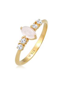 Silberring Elli Premium "Ring Rosa Quarz Topas Oval Verlobung 925 Silber" Gr. 58, gold, Fingerringe, Damen, 58, Silber 925 (Sterlingsilber), Silberring