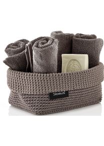 H&auml;kelkorb Blomus "TELA", grau (taupe), B:11,5cm H:8,5cm T:31cm, Kunststoff, Aufbewahrungsboxen, H&auml;kelkorb
