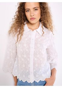 Shirtbluse Apricot "Bluse", Damen, Gr. XXL (44), wei&szlig;, gewebt, Obermaterial: 100% Baumwolle CO., uni, normal, Blusen Shirtbluse, mit Blumenapplikation