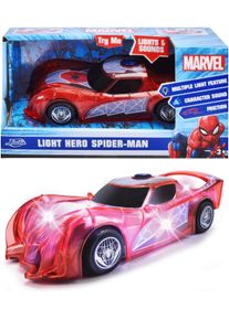 Spielzeug-Auto DICKIE TOYS "Marvel Light Hero Spider-Man 1:32", blau (blau, rot), Spielzeugfahrzeuge, KinderT:15cm, Kunststoff, Spielzeug-Auto, mit Licht und Sound, T:15cm