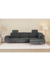 Ecksofa DIE PLANBAR "MP-IN14007, Breite 306 & 318 cm w&auml;hlbar", famosa anthrazit, B:306cm H:84cm T:197cm, 100% Polyester, Sofas, Ecksofa, wahlweise mit Bettfunktion und verstellbaren Kopfst&uuml;tzen