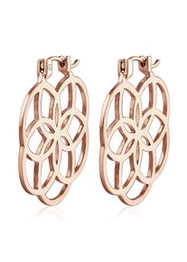 Paar Creolen Elli "Ohrringe Creolen Lebensblume 925 Silber" Gr. 32, rosa (rosegold), Ohrringe, Damen, ohne Stein, Silber 925 (Sterlingsilber), Paar Creolen