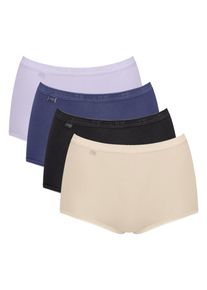 Maxislip Sloggi "Basic+ Maxi", Damen, Gr. 54, blau (multiple colours 20), Single Jersey, Obermaterial: 95% Baumwolle, 5% Elasthan, k&ouml;rpernah, Unterhosen Maxislip, perfekter Sitz, besonders weiche N&auml;hte, Cotton-Mix, Multipack