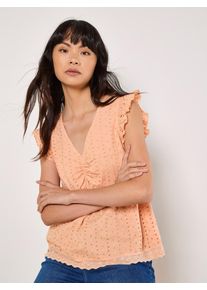 Klassische Bluse Apricot "Bluse", Damen, Gr. L (40), rot (peach), Obermaterial: 100% Baumwolle CO., unifarben, Blusen Klassische Bluse, mit R&uuml;schen