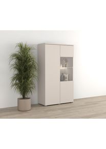 Vitrine OTTO HOME "Modo, Breite 80 cm, moderner griffloser Vitrineschrank", kaschmir, kaschmir, B:80cm H:140cm T:34,5cm, FSC-zertifizierter Holzwerkstoff, Glas, Melamin, Metall, Schr&auml;nke, Vitrine, Vitrine mit viel Stauraum, Einlegeb&ouml;den verstellbar, Glast&uuml;r