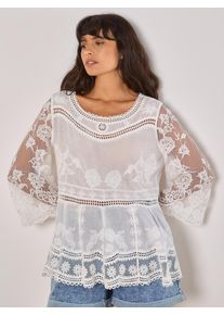 Klassische Bluse Apricot "Bluse", Damen, Gr. L (40), wei&szlig;, Obermaterial: 64% Baumwolle CO. 36% Viskose CV., unifarben, Blusen Klassische Bluse, in oversized Passform