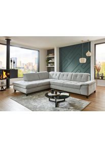 Ecksofa DIE PLANBAR "MP-IN18012 L-Form mit Kaltschaum-Polsterung", santos silber, B:310cm H:85cm T:260cm, 100% Polyester, Sofas, Ecksofa, mit Sitztiefenverstellung, optional Kopfteilverstellung & Bettfunktion