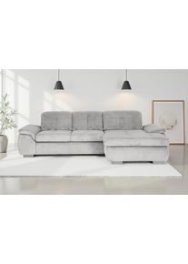 Ecksofa DIE PLANBAR "MP-IN16037 L-Form mit Federkern-Polsterung", cord grau, B:289cm H:85cm T:195cm, 88% Polyester, 12% Polyamid, Sofas, Ecksofa, mit Sitztiefenverstellung & Zierkissen