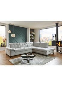 Ecksofa DIE PLANBAR "MP-IN18012 L-Form mit Kaltschaum-Polsterung", santos silber, B:310cm H:85cm T:260cm, 100% Polyester, Sofas, Ecksofa, mit Sitztiefenverstellung, optional Kopfteilverstellung & Bettfunktion